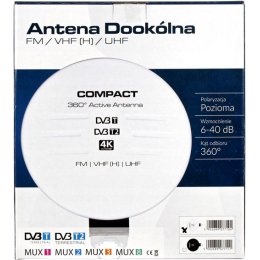 ANTENA PŁASKA DOOKÓLNA ZEWNĘTRZNA BOTRONIK DVB-T2 BIAŁA