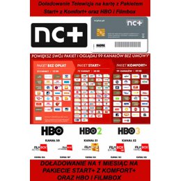 DOŁADOWANIE KART TNK START+ Z KOMFORT+ ORAZ HBO I FILMBOX NA 1 MIESIĄC