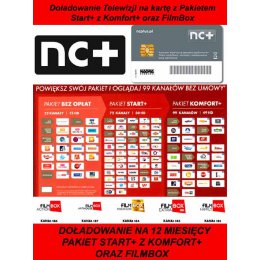 DOŁADOWANIE KART TNK START+ Z KOMFORT+ I FILMBOX NA 12 MIESIĘCY