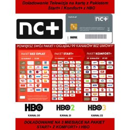 DOŁADOWANIE KART TNK START+ Z KOMFORT+ I HBO NA 3 MIESIĄCE