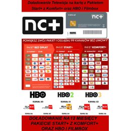 DOŁADOWANIE KART TNK START+ Z KOMFORT+ ORAZ HBO I FILMBOX NA 12 MIESIĘCY