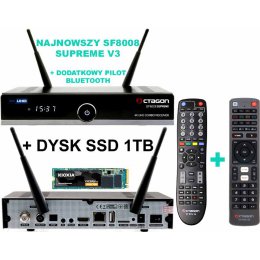 OCTAGON SF8008 V3 SUPREME COMBO UHD 4K 1 X DVB-S2X MS 1 X DVB-T2/C + DYSK SSD 1TB + DODATKOWY PILOT BLUETOOTH