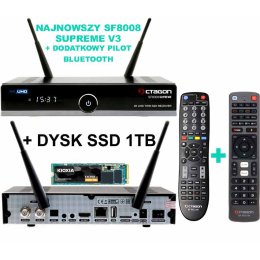 OCTAGON SF8008 V3 SUPREME TWIN UHD 4K 2 x DVB-S2X + DYSK SSD 1TB + DODATKOWY PILOT BLUETOOTH