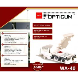 ROZDZIELACZ ANTENOWY ZE WZMACNIACZEM 4/1 OPTICUM WA-40